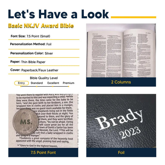 NKJV Standard Size Holy Bible Small Print - Black Religious Item