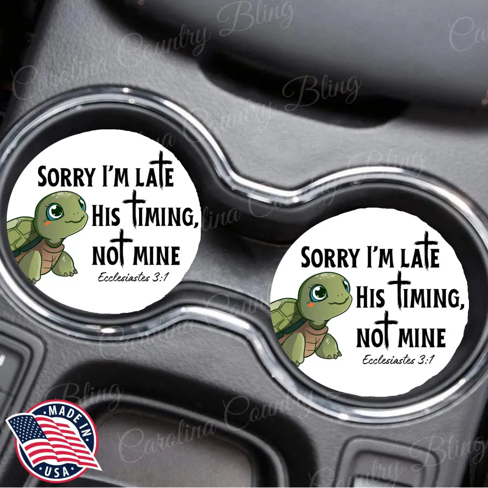 His Timing, Not Mine – Car Coasters