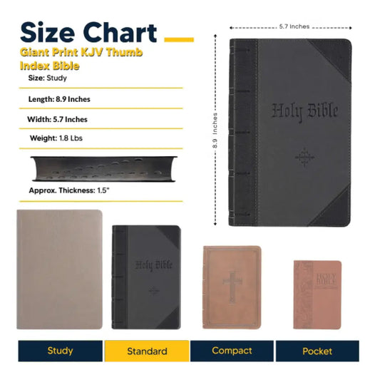 KJV Black Study Size Holy Bible Giant Print