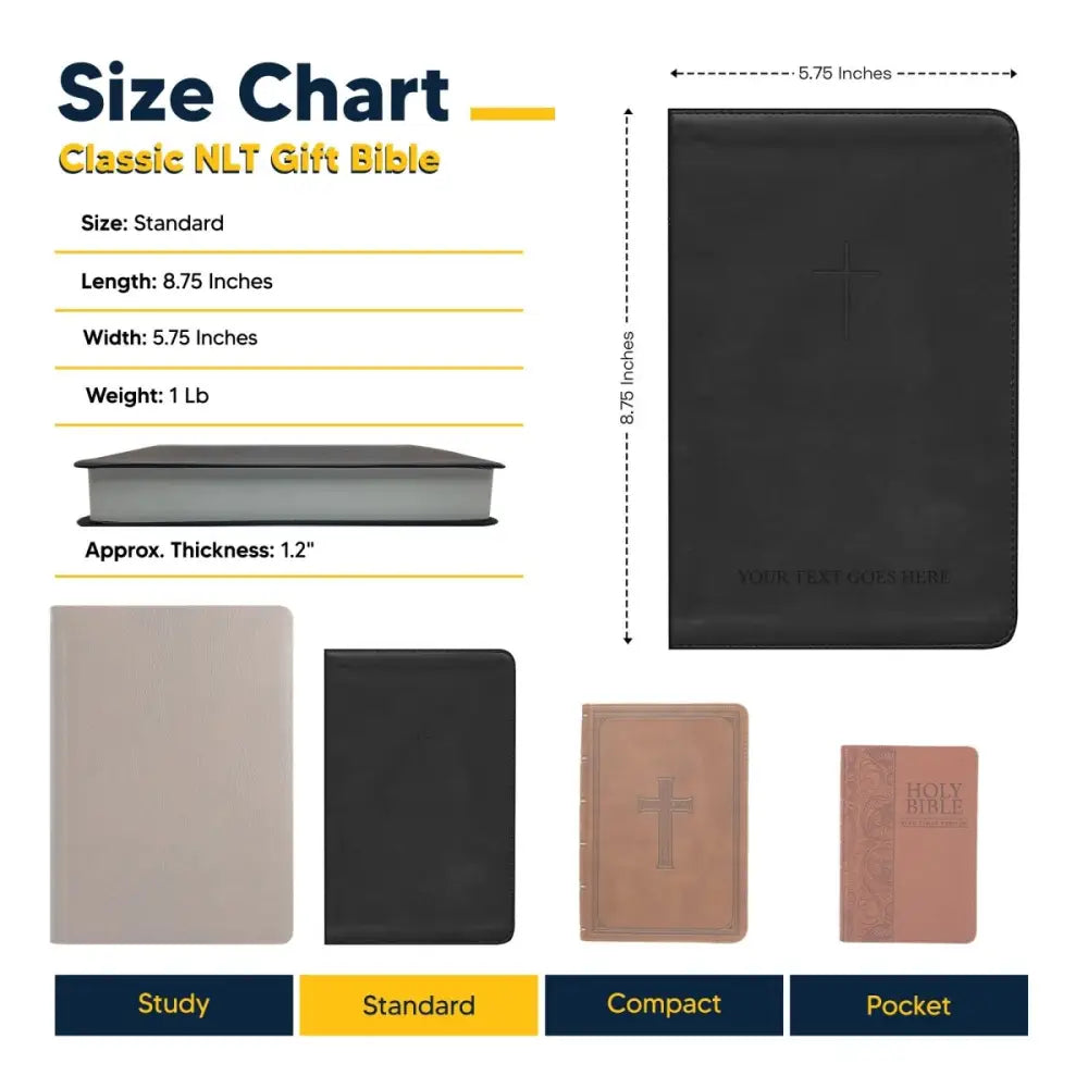 NLT Black Standard Size TruTone Holy Bible Small Print